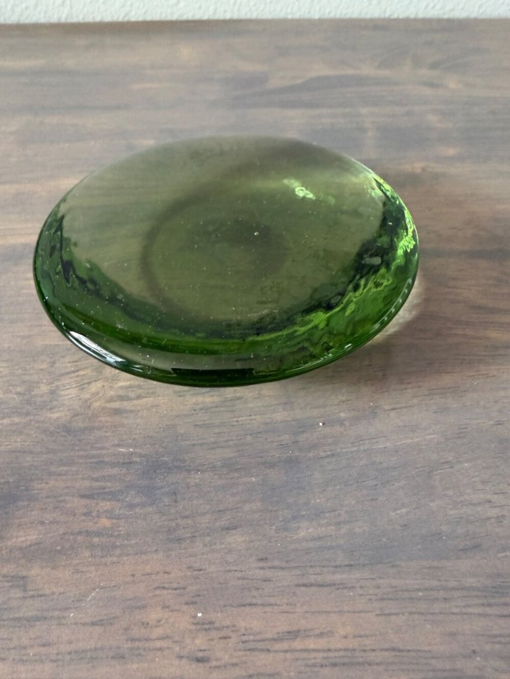 Fire and Light Recycled Glass Green Round Candle Holder Candle Stand Paperweight